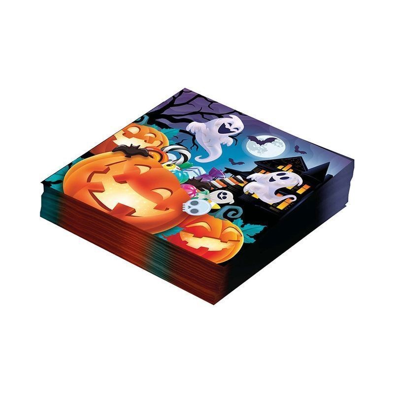 TOVAGLIOLI ZUCCHE 33X33 CM PZ.12 EAN 8434077247686 INGROSSO ACCESSORI HALLOWEEN TAVOLA