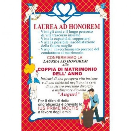 DIPLOMA LAUREA AD HONOREM MATRIMONIO EAN 8019959325784 INGROSSO ACCESSORI PARTY
