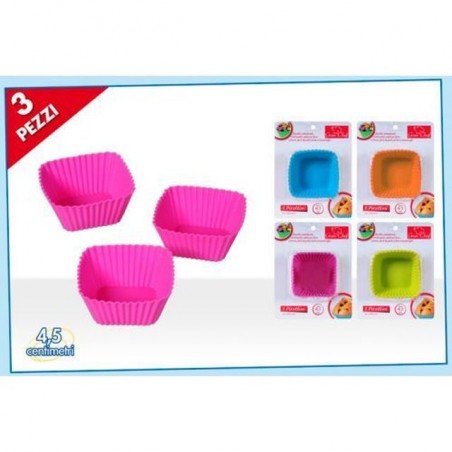 INGROSSO CASALINGHI SET 3 PIROTTINI SILIC. QUADRATI ASS. 8032732101559 INGROSSO ACCESSORI CUCINA ACCESSORI PER DOLCI