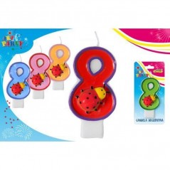 INGROSSO FESTA E PARTY CANDELA C/COCCINELLA N.8 8032732163731 INGROSSO ARTICOLI PER FESTE CANDELE COMPLEANNO