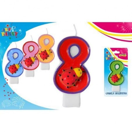 INGROSSO FESTA E PARTY CANDELA C/COCCINELLA N.8 8032732163731 INGROSSO ARTICOLI PER FESTE CANDELE COMPLEANNO