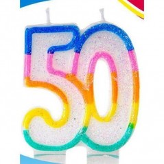 INGROSSO FESTA E PARTY CANDELA ARCOBALENO N.50 8032732164295 INGROSSO ARTICOLI PER FESTE CANDELE COMPLEANNO