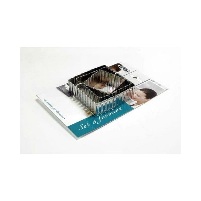 FORMINE ONDULATE QUADRATE PZ.3 EAN 8015361664275 INGROSSO FORMINE E STAMPINI PER DOLCI
