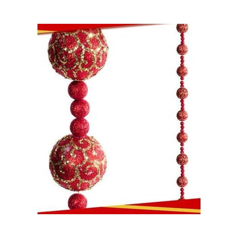 COLLANA DECORATIVA 180CM ROSSA EAN 8032732154593 INGROSSO NASTRI NATALIZI PER ADDOBBO
