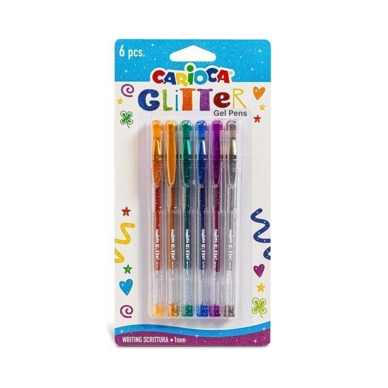 CARIOCA PENNE GLITTER GEL BL. 6 PZ EAN 8003511421656 INGROSSO PENNE PER LA SCUOLA