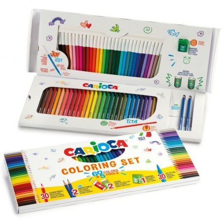 INGROSSO CARTOLERIA CARIOCA COLORING SET 65 PZ 80001621 INGROSSO PENNARELLI MATITE COLORATE TEMPERE PENNARELLI