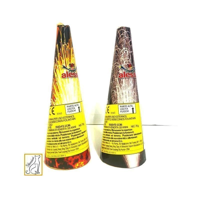VULCANO ORO/ARG. 1PZ 60 SEC. SENZA FUMO EAN 8022349002943 INGROSSO VULCANI FUOCHI D'ARTIFICIO
