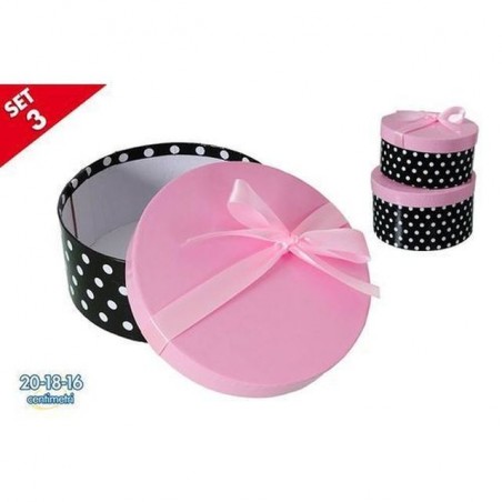 SCATOLE TONDE SET 3PZ C/FIOCCO DEC. EAN 8032732162642 INGROSSO ACCESSORI PARTY