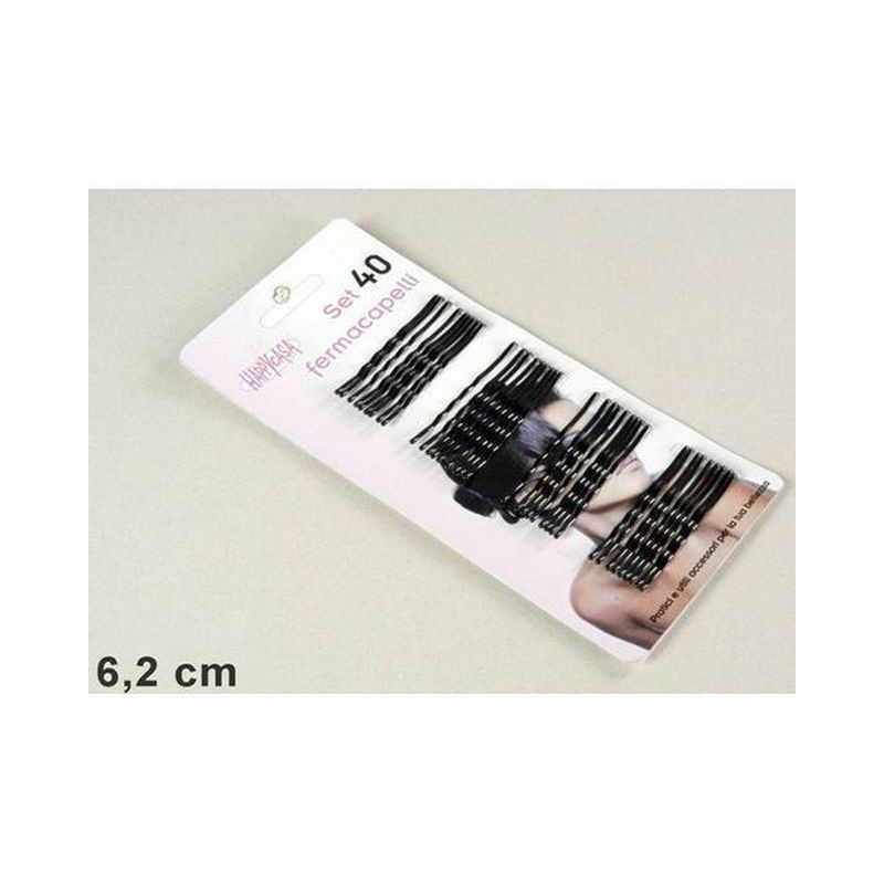 SET 40 FERMACAPELLI NERI EAN 8015361300302 INGROSSO MOLLETTE E CLIP