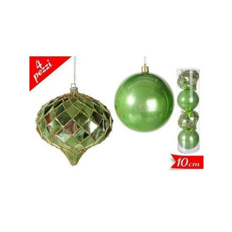 SET 4 PALLE 10CM VERDI EAN 8032732237043 INGROSSO PALLINE DI NATALE E PUNTALI