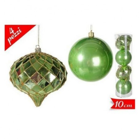 SET 4 PALLE 10CM VERDI EAN 8032732237043 INGROSSO PALLINE DI NATALE E PUNTALI
