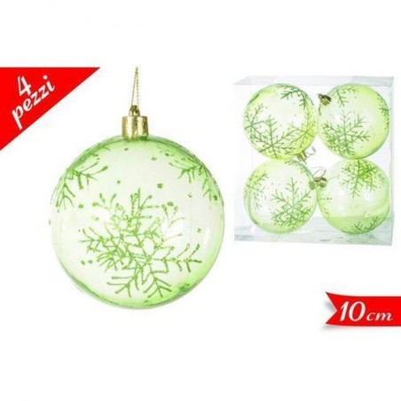 SET 4 PALLE 10CM VERDI EAN 8032732237920 INGROSSO PALLINE DI NATALE E PUNTALI