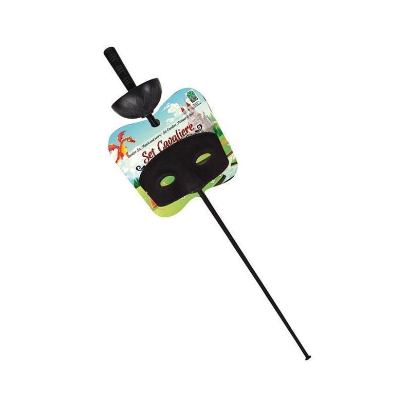 SET CAVALIERE NERO (MASCHERA E FIORETTO) EAN 8004761069179 INGROSSO ARMI CARNEVALE