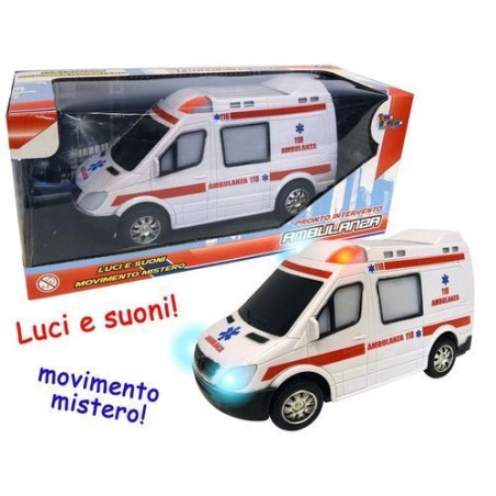 AMBULANZA MOVIMENTO MISTERO 12X11X28CM LUCI/SUONI EAN  INGROSSO MODELLINI AUTO LUCI E SUONI