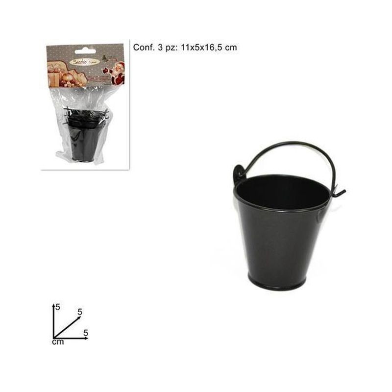 SECCHIO 5CM 3PZ NERO EAN 8034048143773 INGROSSO ZUCCHE HALLOWEEN E PORTA DOLCETTI