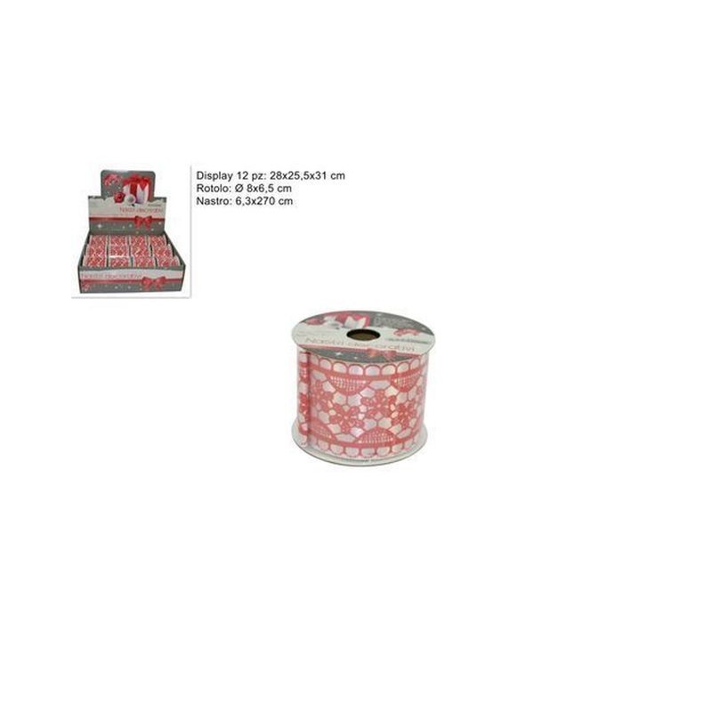 NASTRO FANTASIA MERLETTO 6,3X270CM EAN 8033113435966 INGROSSO NASTRI NATALIZI
