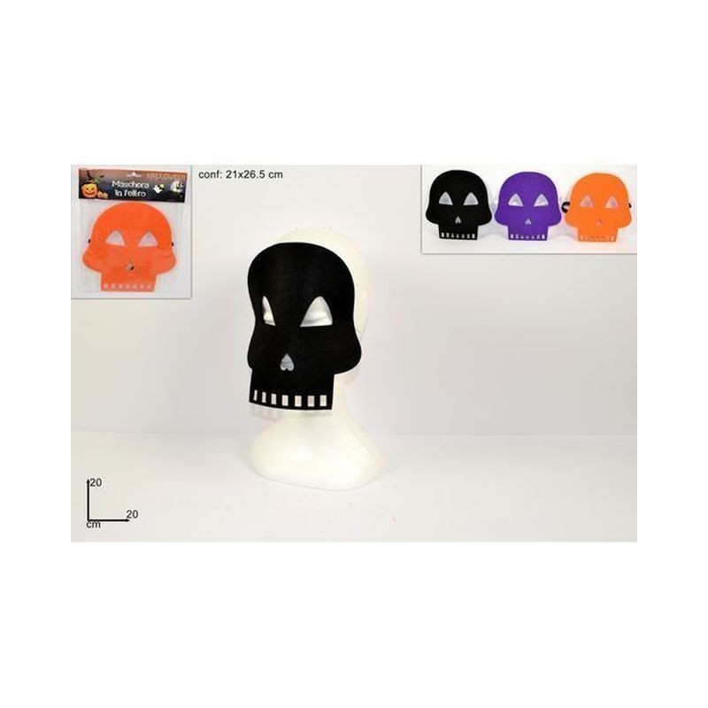 MASCHERA TESCHIO FELTRO 3 COLORI EAN 8033113426360 INGROSSO MASCHERE DI CARNEVALE