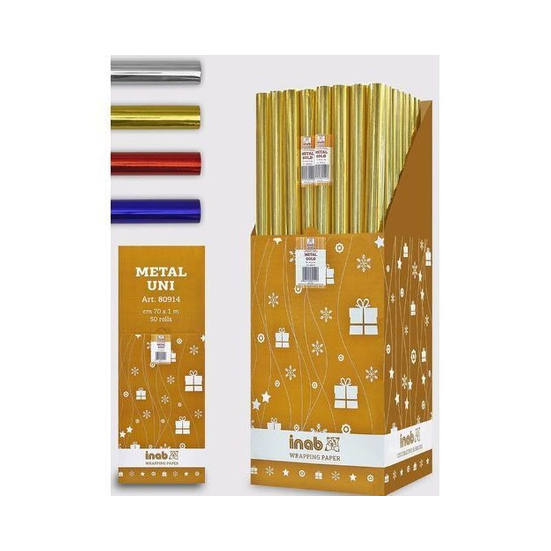 CARTA METAL UNICOLOR CM.70X1MT ORO EAN 8006752891417 INGROSSO BUSTE E CARTA REGALO NATALIZIA