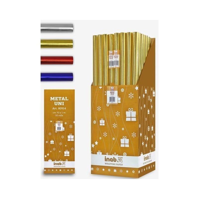 CARTA METAL UNICOLOR CM.70X1MT ARGENTO EAN 8006752891424 INGROSSO BUSTE E CARTA REGALO NATALIZIA