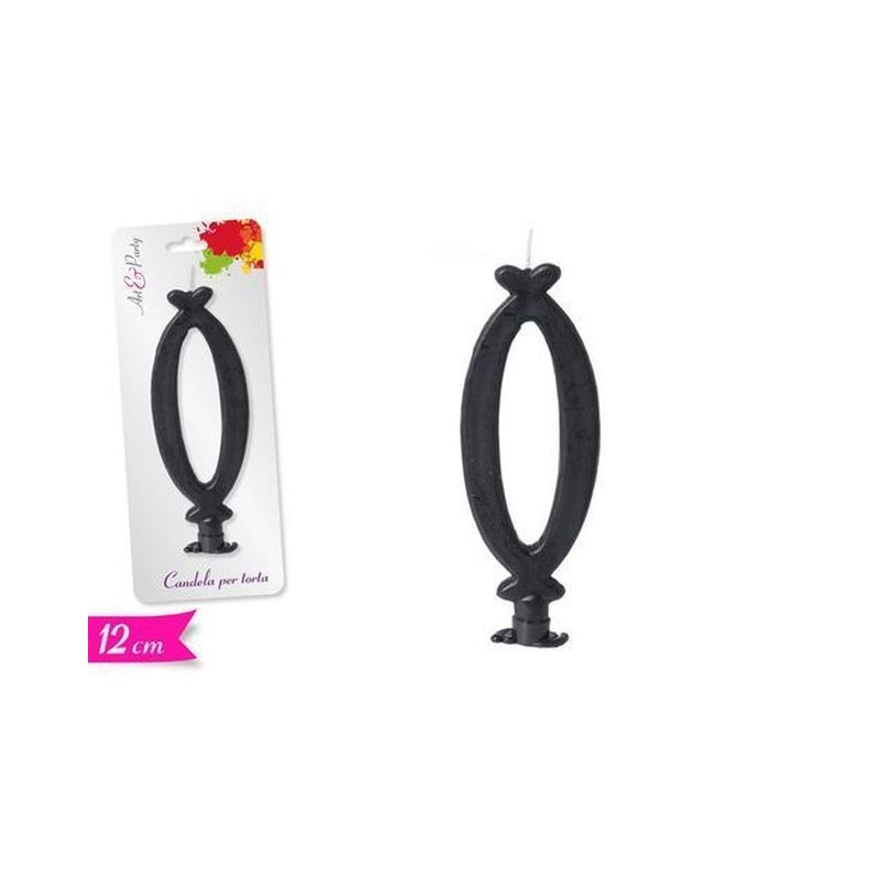 CANDELA NUMERO 0 12CM NERA EAN 8055329091811 INGROSSO CANDELE COMPLEANNO