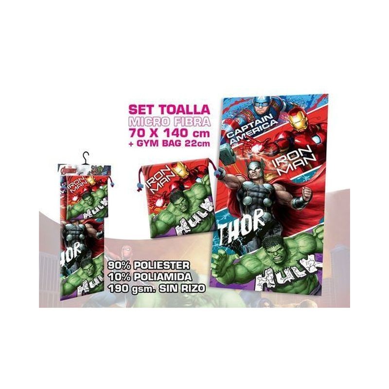 TELO MICROFIBRA C/BORSA REGALO AVENGERS EAN 8435333875261 INGROSSO TELI MARE E STUOIE