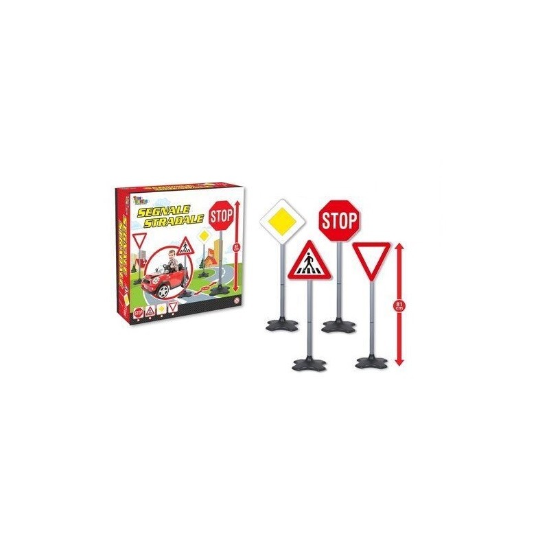 CARTELLI STRADALI ASSORTITI H.81CM +3A 27X8X27CM EAN 8007632265847 INGROSSO GIOCATTOLI IN SCATOLA