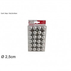 INGROSSO ARTICOLI NATALIZI BOX 24 PALLINE D.2.5CM LUCIDE ARGENTO 8033113217555 INGROSSO ADDOBBI ALBERO NATALE