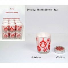 INGROSSO ARTICOLI NATALIZI BICCHIERE C/TEALIGHT NATALIZIO D.5X6CM TEALIGHT D.3.5CM 8033113396908 INGROSSO ARTICOLI NATALE