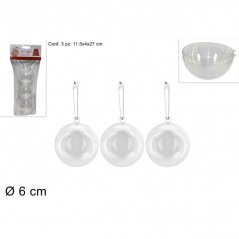 INGROSSO ARTICOLI NATALIZI SFERA PLASTICA TRASPARENTE 3PZ D.6CM 8033113313479 INGROSSO DECORAZIONI NATALIZIE