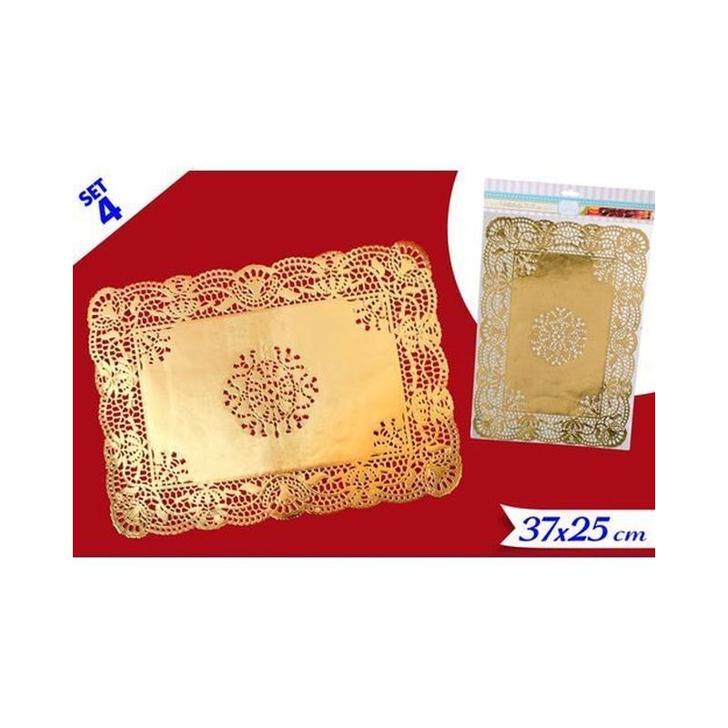SOTTOTORTA RETTANGOLARE ORO 4PZ 37X25CM EAN 8032732129218 INGROSSO VASSOI E DISCHI
