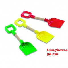 INGROSSO ARTICOLI MARE PALETTA 36CM MANICO IN LEGNO 3 COLORI AS VERDE GIALLO ROSSO MANIGLIA IN PLASTICA 8002936012005 INGROSSO A