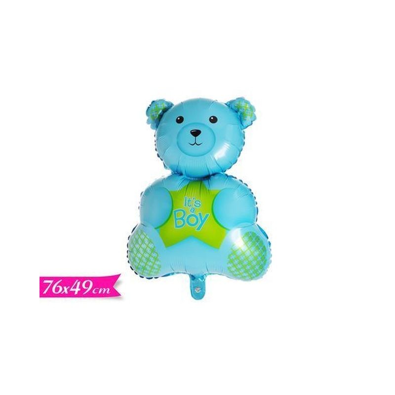PALLONCINO ORSO BOY CELESTE 76X49CM EAN 8055329187415 INGROSSO PALLONCINI COMPLEANNO