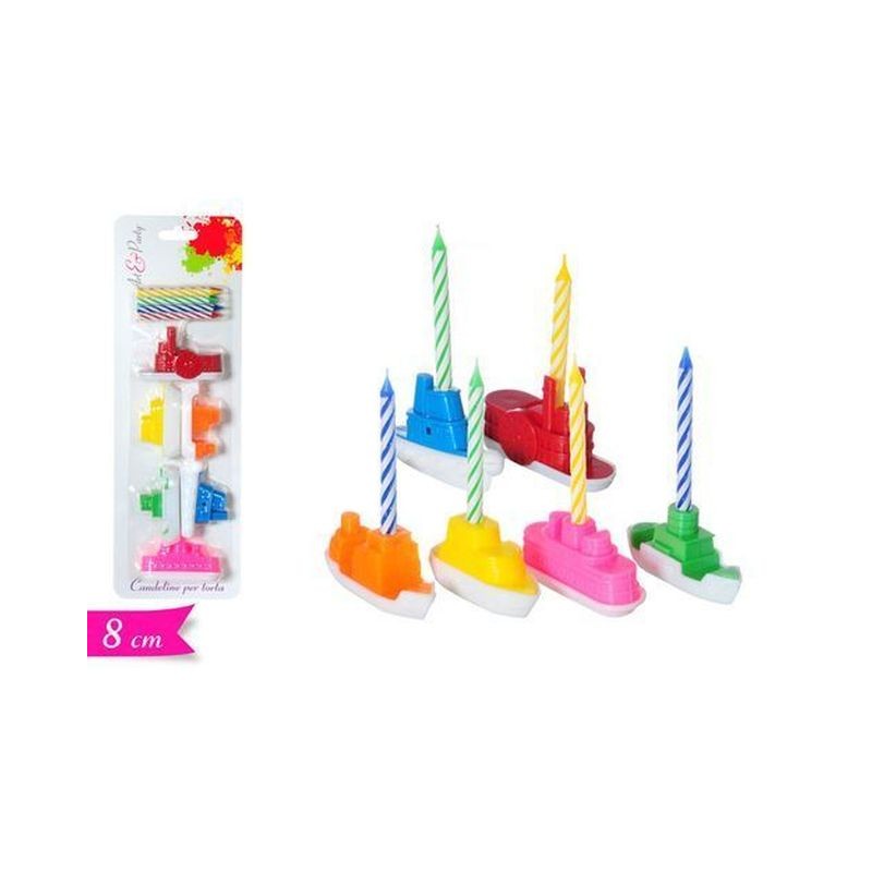 CANDELE 12PZ BARCHETTE 8CM EAN 8055329092252 INGROSSO CANDELE COMPLEANNO