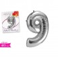 PALLONCINO NUMERO 9 40CM ARGENTO EAN 8055329186951 INGROSSO PALLONCINI COMPLEANNO