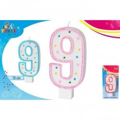 INGROSSO FESTA E PARTY CANDELA CM.13 NUMERO 9 8032732184613 INGROSSO ARTICOLI PER FESTE CANDELE COMPLEANNO
