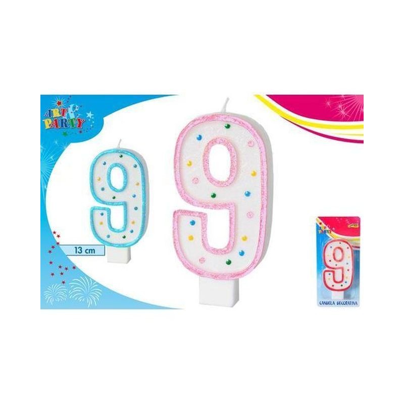 CANDELA CM.13 NUMERO 9 EAN 8032732184613 INGROSSO CANDELE COMPLEANNO