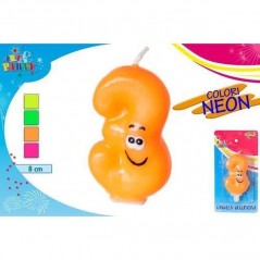 INGROSSO FESTA E PARTY CANDELA FLUO NUMERO 3 8032732184651 INGROSSO ARTICOLI PER FESTE CANDELE COMPLEANNO
