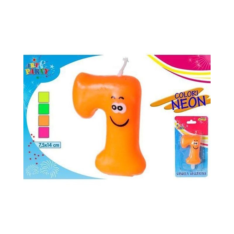 CANDELA FLUO NUMERO 7 EAN 8032732184699 INGROSSO CANDELE COMPLEANNO