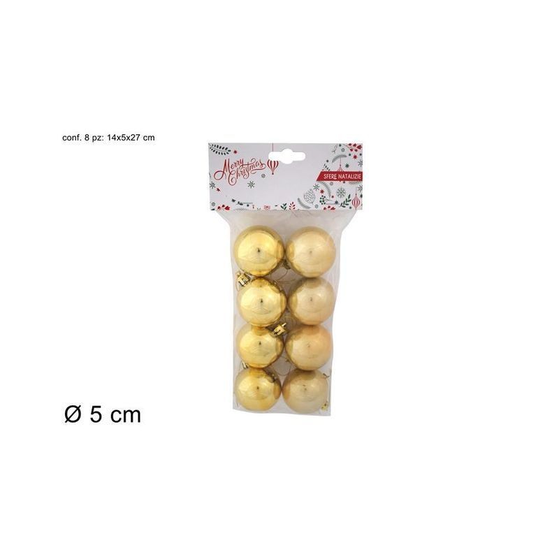 CONF. 8 PALLINE 50 LUCIDE/OPACHE ORO EAN 8027501186806 INGROSSO PALLINE DI NATALE E PUNTALI
