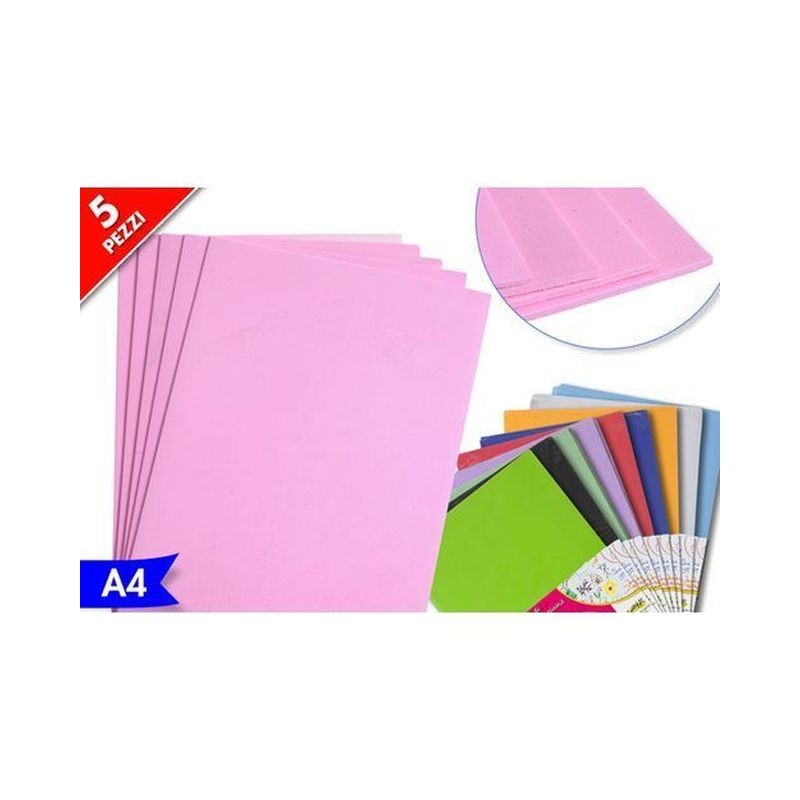 FOGLIO GOMMATO 5PZ ASS EAN 8055329031329 INGROSSO BRISTOL CARTONCINI COLORATI