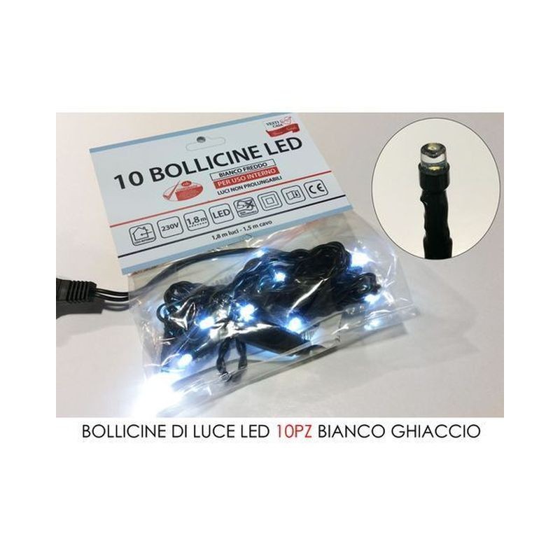 BOLLICINE DI LUCE LED 10PZ GHIACCIO EAN 8015361889678 INGROSSO LUCI NATALIZIE