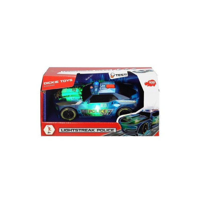 DICKIE LIGHTSTREAK POLICE 20CM FRIZIONE LUCI/SUONI PILE INCLUSE EAN  INGROSSO MODELLINI AUTO LUCI E SUONI