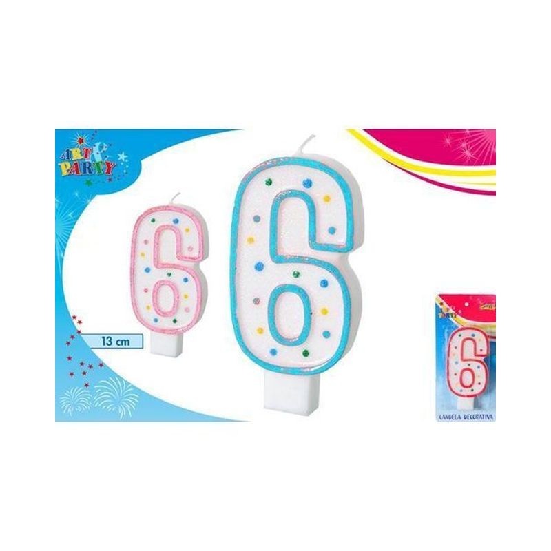 CANDELA CM.13 NUMERO 6 EAN 8032732184583 INGROSSO CANDELE COMPLEANNO