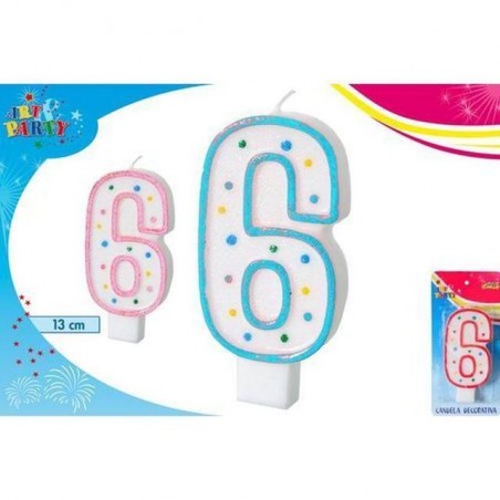 INGROSSO FESTA E PARTY CANDELA CM.13 NUMERO 6 8032732184583 INGROSSO ARTICOLI PER FESTE CANDELE COMPLEANNO