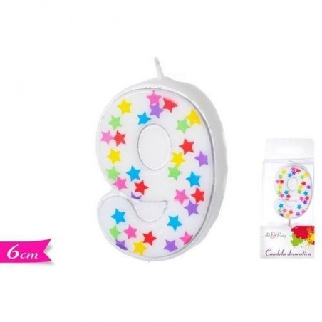 INGROSSO FESTA E PARTY CANDELA NUMERO 9 C/STELLE 8032732184811 INGROSSO ARTICOLI PER FESTE CANDELE COMPLEANNO