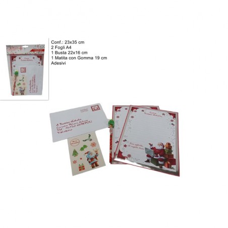 LETTERA BABBO NATALE C/ACCESSORI 24X37CM EAN 8033113421433 INGROSSO BIGLIETTI NATALIZI