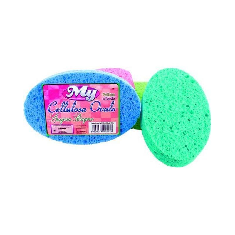 SPUGNA BAGNO CELLULOSA OVALE 13,5X2CM EAN 8000061015229 INGROSSO ACCESSORI IGIENE