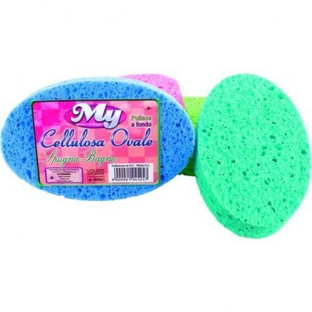 SPUGNA BAGNO CELLULOSA OVALE 13,5X2CM EAN 8000061015229 INGROSSO ACCESSORI IGIENE