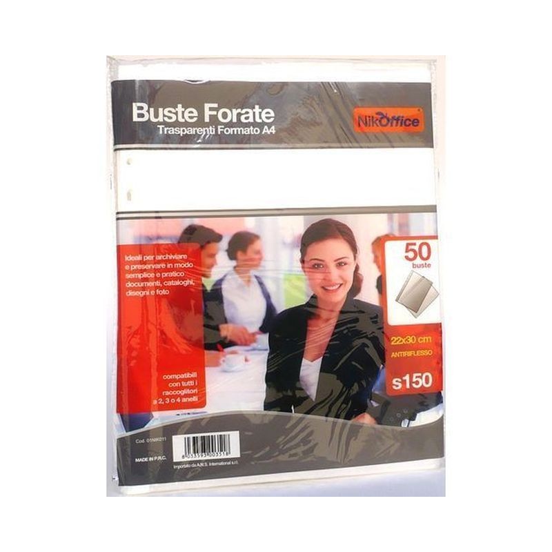 BUSTA FOR. 15 22X30 ANTIRIFLESSO 50PZ EAN 8033593003518 INGROSSO BUSTE TRASPARENTI PER RACCOGLITORI