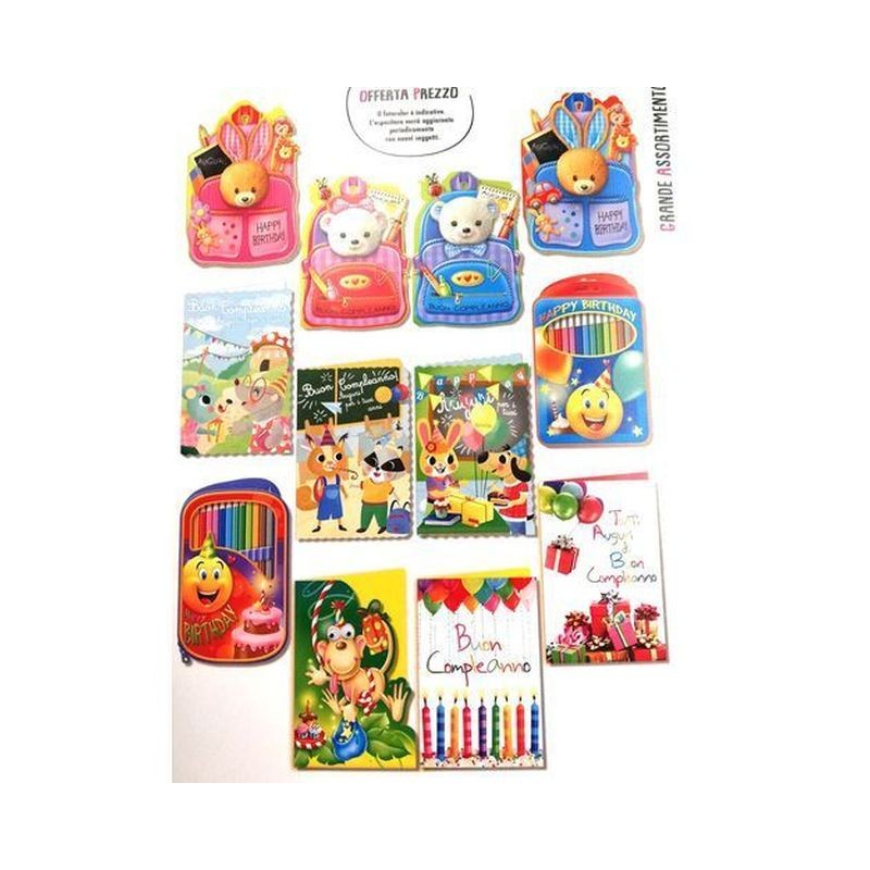 BIGLIETTI BUON COMPLEANNO BIMBI ASS.C.12 EAN 8001608311897 INGROSSO BIGLIETTI COMPLEANNO